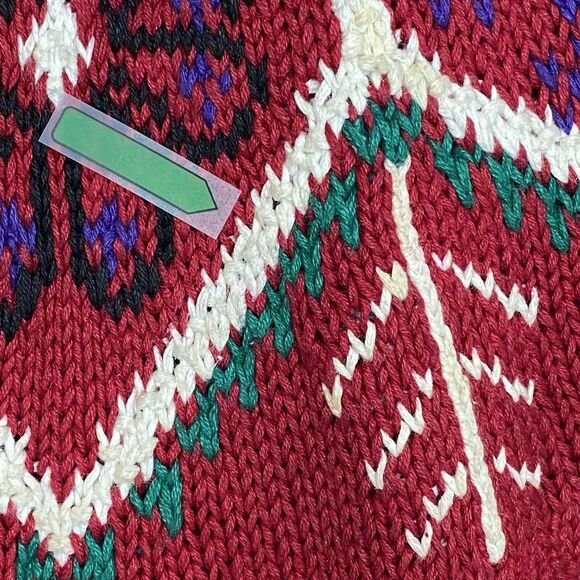 Vintage Northern Isles Hand Knit Sweater Sz L Red Fair Isle Ski 80s 90s - Picture 13 of 16